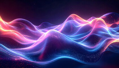 Digital Waves of Color: A mesmerizing digital artwork presents undulating waves of vibrant hues, creating a dynamic and futuristic visual that evokes a sense of energy and movement. 