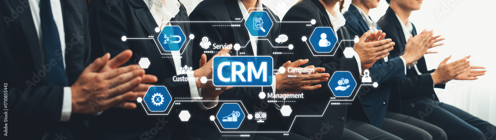 Poster a group of professionals claps during a meeting, emphasizing teamwork and collaboration, with a visu
