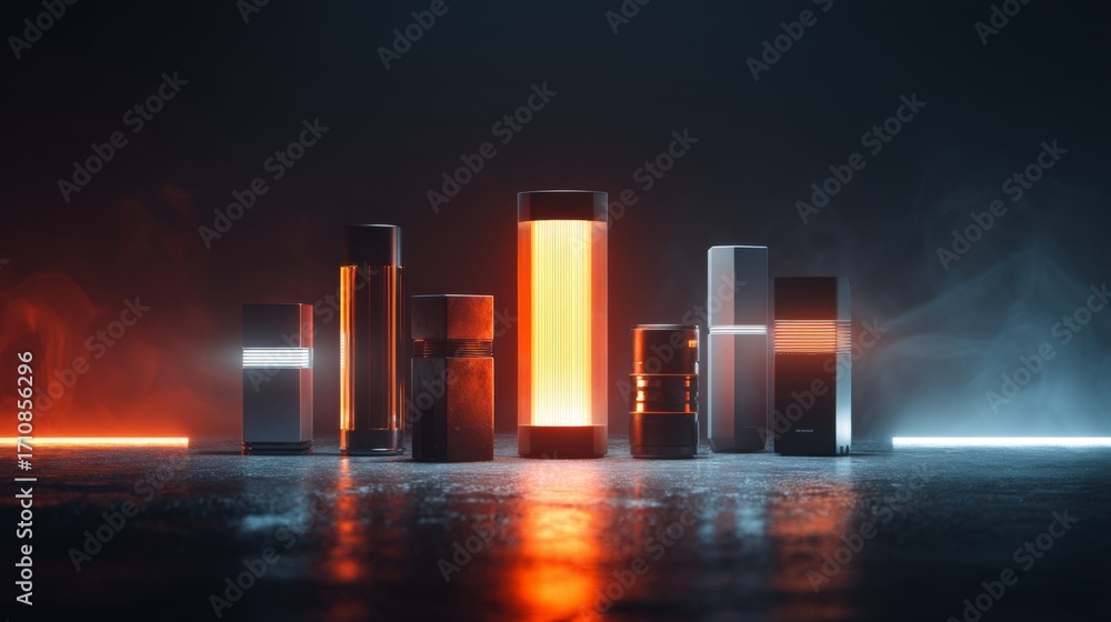 Poster futuristic product showcase featuring glowing elements in an ar environment with dynamic lighting an