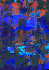 Vibrant dynamic abstract acrylic blue background with artistic brush textures. different shades of blue