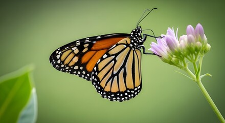 Close-Up of Colorful Butterfly on Light Purple Flower