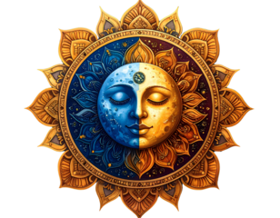 Mandala sun & moon hybrid, PNG 