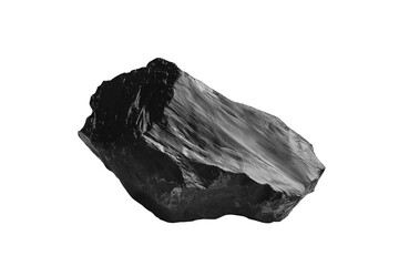 Piece of natural coal isolated on a transparent or white background, perfect for energy, mining, geology, fuel industry, environment, and raw material projects.