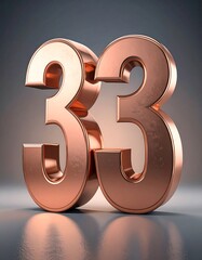 Copper 3D number thirty-three
