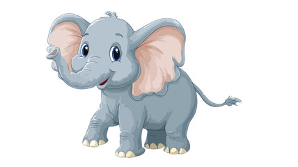 Fototapeta premium Adorable Cartoon Elephant Isolated on White Background - Creative and Whimsical Animal Character Design