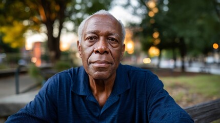 Older man sitting in park.