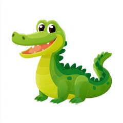 Playful cartoon crocodile in bright green color fun illustration whimsical environment cartoon style