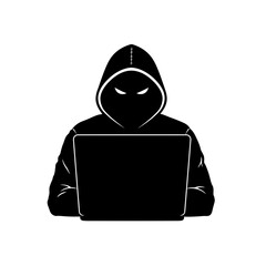Hacker in Hoodie with Laptop Cybersecurity Icon Vector Illustration