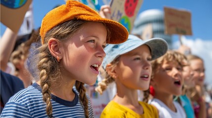 Children at protest rally.