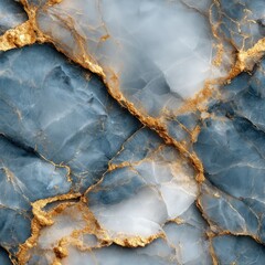 Fototapeta premium Artwork features a stunning blue and gold marble design with delicate cracks, showcasing elegance through intricate textures and symmetry. SEAMLESS PATTERN