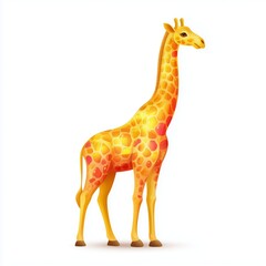 Fototapeta premium Giraffe with long neck and stylized spots nature illustration bright colors artistic style creative concept