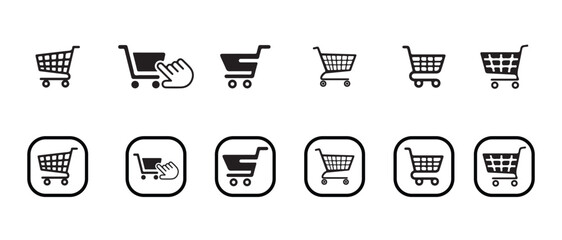Shopping cart icon set, shop and sale, full and empty shopping cart symbol, Shopping trolley icon collection, online business symbol, vector illustration EPS 10.