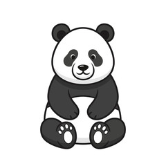 Cute Panda Vector Illustration Sitting no Background