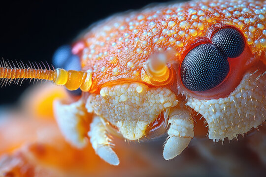 Close-up of small orange insect.