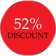 Up to 52 Percent Discount Star Badge – Red Promotional Sale Sticker, Special Offer Marketing Label, Retail Shopping Price Cut Tag, E-commerce Discount Icon for Advertising Campaign
