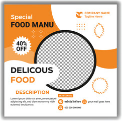 Naklejka premium Delicious Fast Food Offer Banner Digital Marketing Restaurant Promotion Template Vector