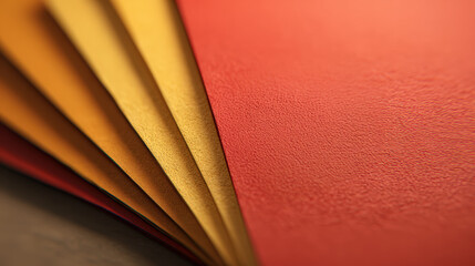 Textured paper red orange yellow gradient closeup macro abstract stack layered composition warm tone evoke calm focus