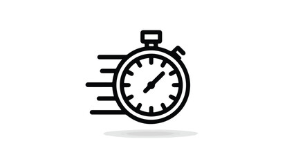 Fototapeta premium Fast Time Stopwatch Icon on White Background Vector
