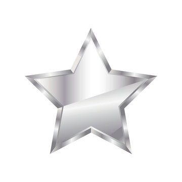 3d silver star on a transparent background.