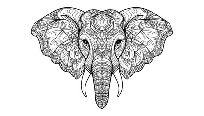 Ornate elephant head design, showcasing intricate details and a meditative aesthetic.