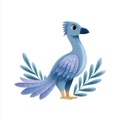 Obraz premium Microraptor in pastel blue nature scene digital art vibrant feathers serene environment artistic viewpoint