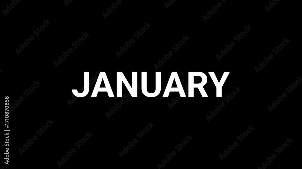 Aufkleber january month typography animation with evolving abstract geometric shapes design. 4k text animated 