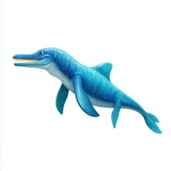 Fototapeta premium Mosasaurus swimming in vibrant aqua blue cartoon style underwater scene digital art playful concept