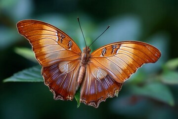 Colorful swallowtail butterflies with beautiful wings fly through a summer garden, resting on a flower or a green leaf