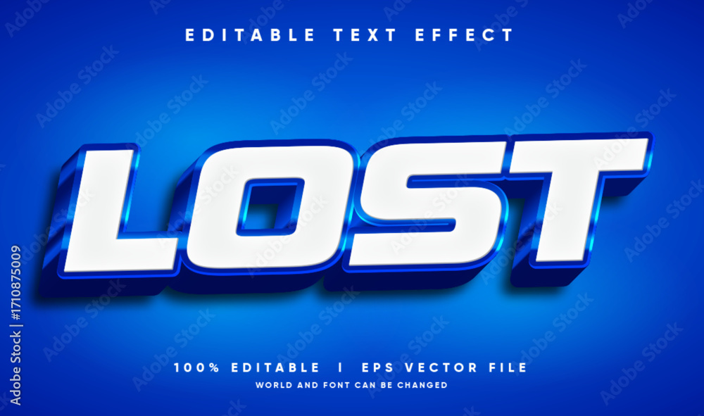 Poster lost 3d vector text effect with modern style