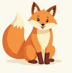 Animated Fox: An adorable cartoon fox, with vibrant orange fur, sits playfully, its charming personality captured in its expressive eyes and playful pose.