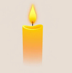 Lit Candle in Silence: A minimalist view of a golden candle, its flame flickering with a warm, inviting glow against a soft, blurred backdrop. Capturing the light and serenity of the moment.