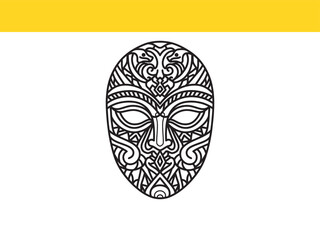 Intricate Line Art of Tribal Mask Design Graphic Illustration for Creative Projects and Cultural Representations Detailed Vector Art