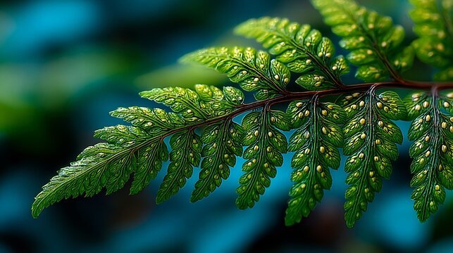 Textured Green Fern Macro Composition with Luminous Detail &ndash; Immersive Visual for Sustainable Wellness and Eco-Tech Branding
