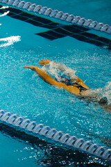 Professional Swimming Action in Water