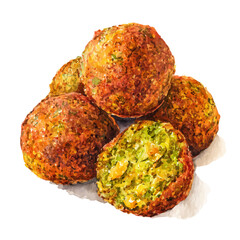 Falafel, watercolor painting, vector illustration, isolated on a white background.