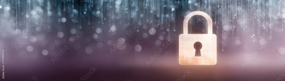 Aufkleber cybersecurity event glowing digital lock in dark network abstract tech backgrounds futuristic concep