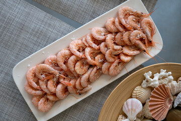 fresh shrimp on a white plate