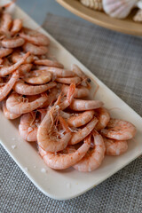 fresh shrimp on a white plate