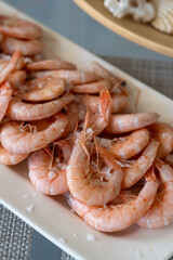 fresh shrimp on a white plate
