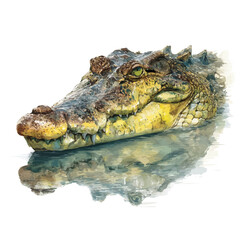 Crocodile, watercolor painting, vector illustration, isolated on a white background.