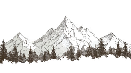 Hand-drawn Layered Mountain Peak Outlines for Creative Projects