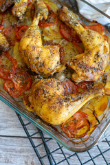 homemade recipe for oven-roasted chicken with vegetables