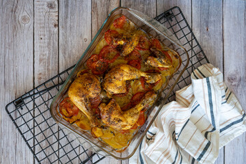 homemade recipe for oven-roasted chicken with vegetables