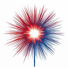 Explosion burst effect with red and blue streaks radiating from bright white center. Abstract starburst shape. Celebration graphic element. Bright light burst.