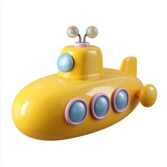 Playful toy submarine with cartoon bubbles kid's room decorative display pastel yellow creative imagination