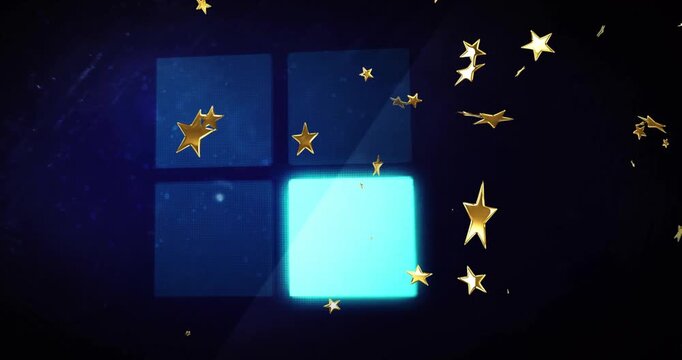Dark starfield appearing at start driving grid cycling and stars drifting, highlighting quadrants