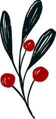 Christmas Holly Berry Branch