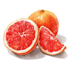 Grapefruit in watercolor style, vector illustration, isolated on white background.
