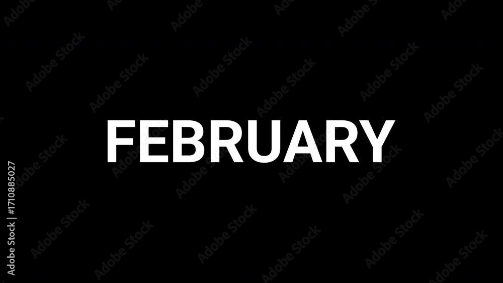 Aufkleber dynamic abstract animation revealing february month name with bold typography style. 4k text animate