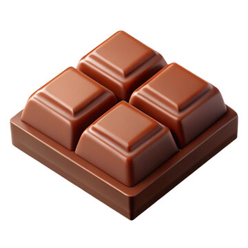 3D Chocolate Bar with Four Square Pieces